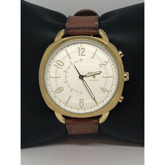 Fossil Q FTW1201 Womens Brown Leather Analog Silver Dial Hybrid Smartwatch CM268 - Picture 1 of 9